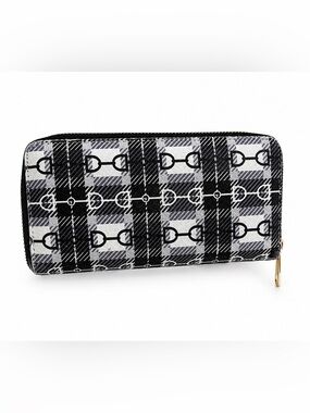 AWST Lila Equestrian Black & White Plaid Vegan Wallet